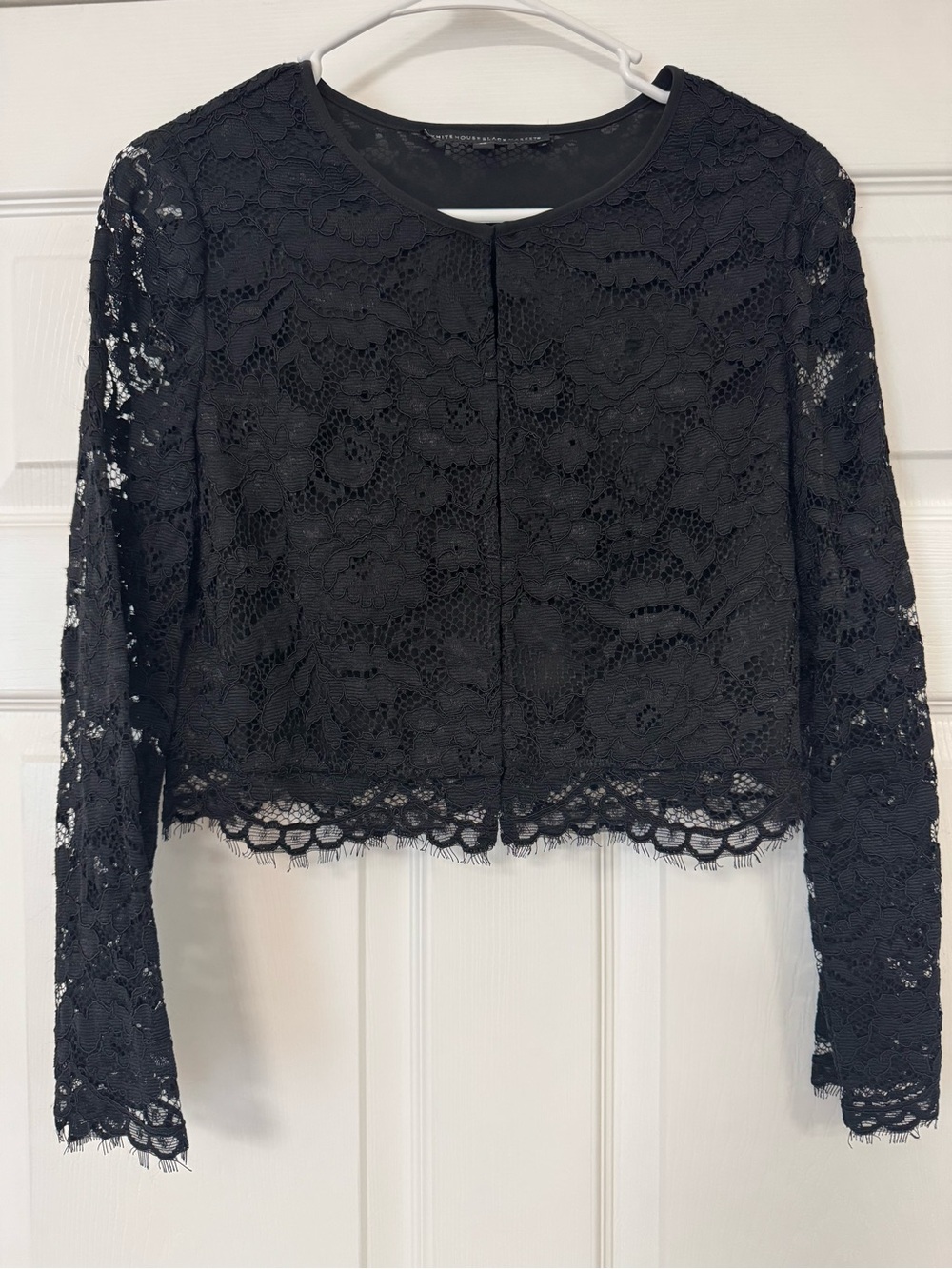 White House Black Market Black Lace Cropped Jacket